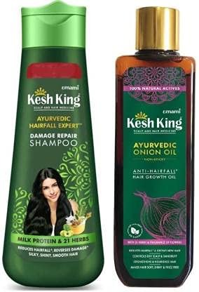 Kesh King Ayurvedic Damage Repair Shampoo 340Ml & Ayurvedic Onion Hair Oil 100Ml - Fast Shipping to USA & Canada