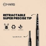 MARS Micro Precision Brow Pencil with spoolie | Retractable & Easy Glide | Long Lasting & Natural Finish | 0.4 g | Brown - Fast Shipping to USA & Canada - Image 3