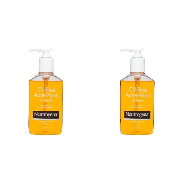 Neutrogena Oil Free Acne Wash | Deep Cleansing Face Wash with Salicylic Acid | Hydrating, Alcohol Free, Non Comedogenic & Dermatologically Tested | For Oily Acne Prone Skin | 175ml (Pack of 2) - Fast Shipping to USA & Canada
