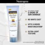 Neutrogena Ultra Sheer Sunscreen SPF 50+ | Broad Spectrum UVA/UVB | Blue light protect | No White Cast | Water resistant, Ultra light & Non sticky | Oily, Dry & Sensitive Skin | 30 g (Pack of 1) - Fast Shipping to USA & Canada - Image 4
