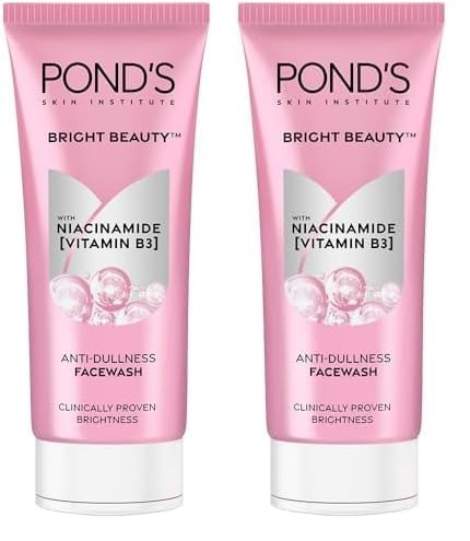 POND's Bright Beauty Anti-Dullness & Brightening Facewash With Niacinamide | For Glass-Skin Like Shine And With 4X Visibly Brighter Skin, 100Gm (Pack of 2) - Fast Shipping to USA & Canada