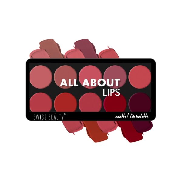 Swiss Beauty All About Lip Palette With 10 Pigmented Colors |Creamy Matte Finish Lip Colors Lipstick |Travel Friendly Lip Palette | Multicolor -01, 12gm - Fast Shipping to USA & Canada
