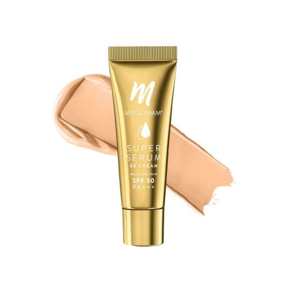 MyGlamm Super Serum BB Cream - 101 Cashew - 30gm | BB Cream with SPF 50 & Hyaluronic Acid | 24 Hr Long Lasting & Hydrating - Fast Shipping to USA & Canada
