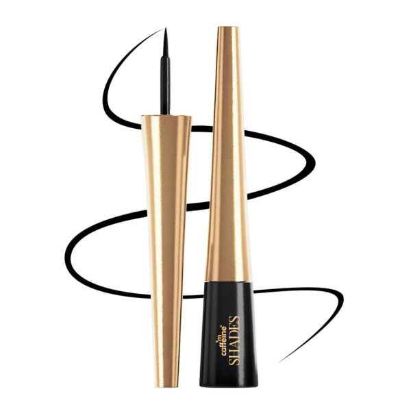 mCaffeine Shades Intense Ink Waterproof Eyeliner | 12 Hrs+ Intense Matte Stay | Flexi Tip Brush For One Stroke Precise Application | Makeup Beauty Eye liner | Quick Drying, Smudge-proof,Long Lasting, Black Eyeliner - 3.5ml - Fast Shipping to USA & Canada