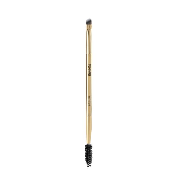 MARS Artist's Arsenal Professional Angled Brush With Spoolie | Feather Soft Touch | Multi-Purpose Brush For Eyes | Precise Synthetic Bristles | Luxe Packaging Makeup Brush (Golden) - Fast Shipping to USA & Canada