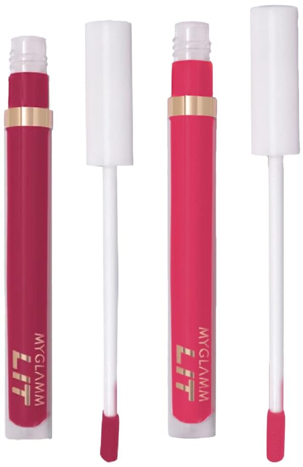 MyGlamm LIT Liquid Matte Lipstick-Quick strike (Pink)-3 ml & MyGlamm LIT Liquid Matte Lipstick-Insta Baddie (Purple)-3 ml - Fast Shipping to USA & Canada