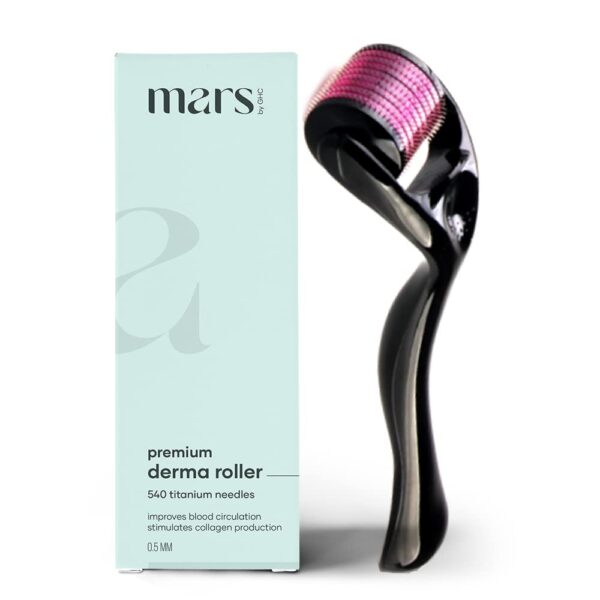 mars by GHC 0.5mm Derma Roller: 540 Titanium Micro Needles for Hair Growth & Beard Care | Minimize Hair Fall, Boost Follicle Stimulation | User-Friendly, Safe & Effective - Fast Shipping to USA & Canada