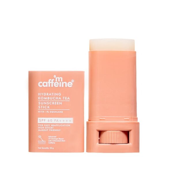 Mcaffeine Hydrating Sunscreen Stick Spf 60 Pa++++ With 1% Squalane, Ceramides, Hyaluronic Acid & Kombucha Tea For All Skin Type, Uva-Uvb & Blue Light Protection + Barrier Repair|For Men & Women, 20G - Fast Shipping to USA & Canada