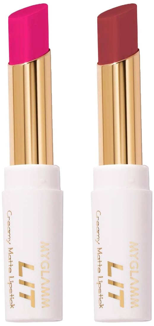 MyGlamm LIT Creamy Matte Lipstick-Rossini (Pink)- 3.7gm & MyGlamm LIT Creamy Matte Lipstick-Manhattan (Pink)- 3.7gm - Fast Shipping to USA & Canada