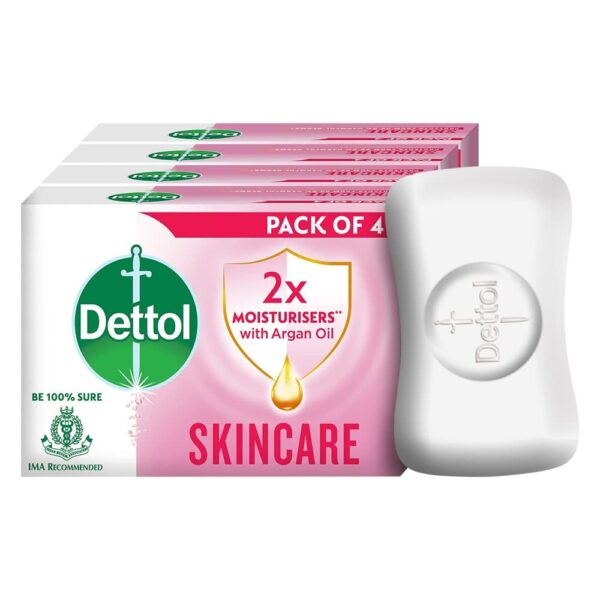 Dettol Skincare Moisturizing Bathing Soap Bar 125g, Pack of 4 - Fast Shipping to USA & Canada