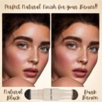 HUDA GIRL Dual Color 2in1 Hairline Powder & Eyebrow Filler for Women, Eyebrow Shaper Kit including Instant Hair touch Up Stick Black n Brown with Eyebrow Razor, 2Pcs Eyebrow Brush / Spoolie & 3 Brow Stencils - Fast Shipping to USA & Canada - Image 5