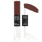 Swiss Beauty Duo Lipstick | Matte smudge-proof Liqud Lipstick + Transparent glossy Lipgloss | Transfer -proof and Long lasting | Shade-Hot Chocolate, 10ml - Fast Shipping to USA & Canada