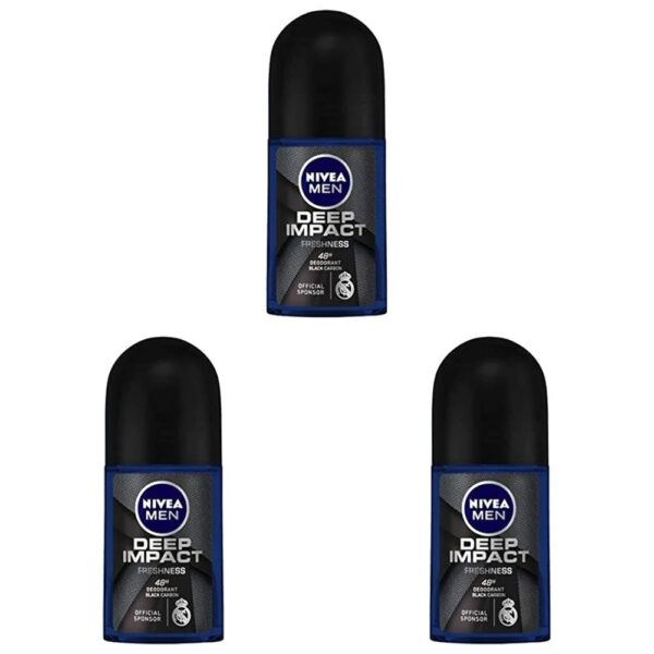 NIVEA MEN Deep Impact Freshness Deodorant Roll-on - For MEN, 50ml (Pack of 3) - Fast Shipping to USA & Canada