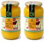 Yugmantra Organic Foods 100% Pure Natural A2 Sahiwal Cow Milk Handmade Desi Ghee | From Bilona Curd Method | Grassfed, Golden, Grainy, Natural Fresh | Immunity Booster (1 Ltr x 2) - Fast Shipping to USA & Canada
