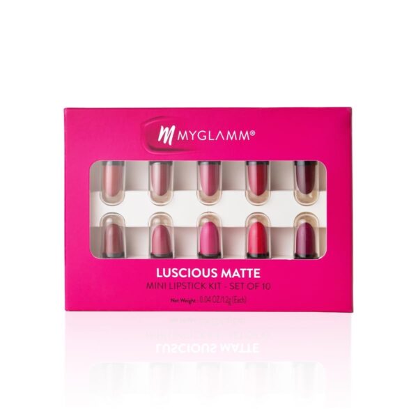 MyGlamm Luscious Matte Mini Lipstick Kit - Set of 10 | Nude & Bold Lipstick Combo For Women | Long Lasting, Creamy, Moisturising & Pigmented Mini Lipsticks (1.2g x 10) - Fast Shipping to USA & Canada