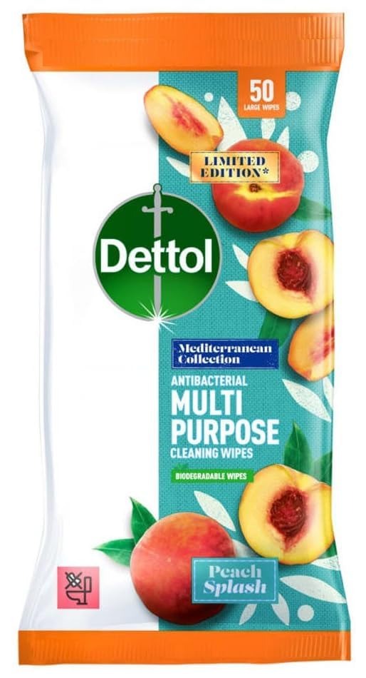 Dettol Multi Purpose Cleaning Wipes Peach Splash 50's - Fast Shipping to USA & Canada