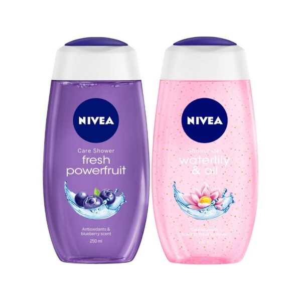 Nivea Shower Gel, Power Fruit Fresh Body Wash, 250ml & Shower Gel, Water Lily & Oil Body Wash, Women, 250ml - Fast Shipping to USA & Canada
