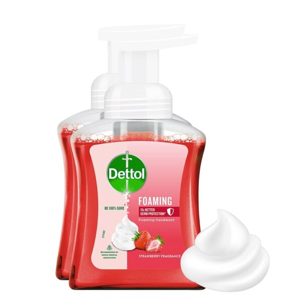 Dettol Foaming Handwash Pump - Strawberry (Pack of 2-250ml each) | Rich Foam | Moisturizing Hand Wash | Soft on Hands - Fast Shipping to USA & Canada