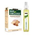 INDUS VALLEY Organic (Sandalwood Face Pack + Aloevera Cucumber Toner) Pack of 200g + 250ml - Fast Shipping to USA & Canada