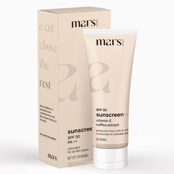 Mars by GHC Broad Spectrum UVA & UVB Protection Anti-Pollution Sunscreen Cream SPF 50, PA++, No white cast, SLS-Free, Paraben-Free, 100% Vegan - (50gm - Pack of 1)? - Fast Shipping to USA & Canada