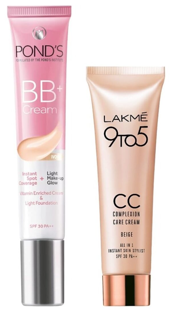 POND's White Beauty Bb+ Fairness Light Coverage Natural Cream For All Skin Types 01 Original, 18 G And Lakme Complexion Care Face Cream For All Skin Types, Beige, 9G, Pack Of 1 - Fast Shipping to USA & Canada