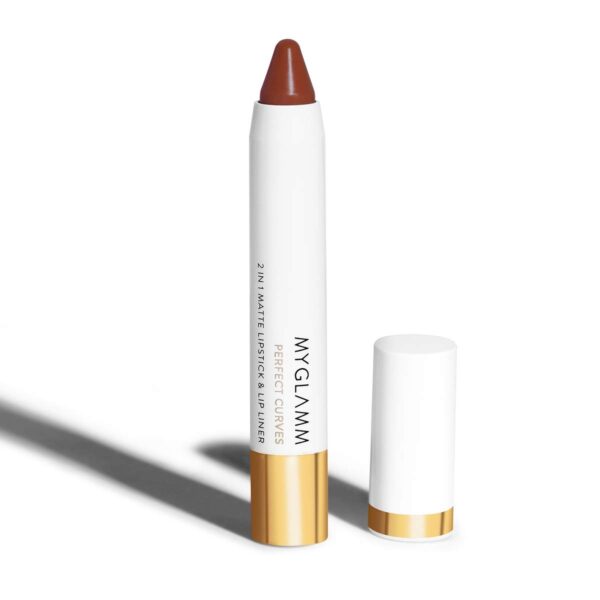 MyGlamm Perfect Curves Matte Lip Crayon-Terra (Brown)-3.7 gm | Brick Pink Matte Lipstick | Long Lasting Lipstick with Moisturising Formula | Vegan & Cruelty-Free - Fast Shipping to USA & Canada
