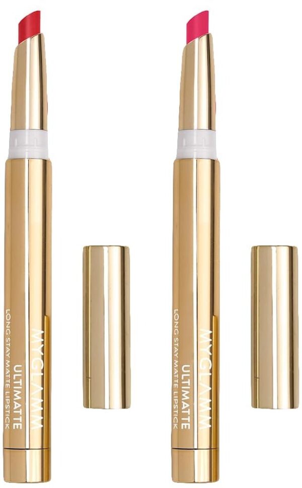 MyGlamm Ultimatte Long Stay Matte Lipstick - Bombshell (Red) & MyGlamm Ultimatte Long Stay Matte Lipstick - Risque (Pink) - Fast Shipping to USA & Canada