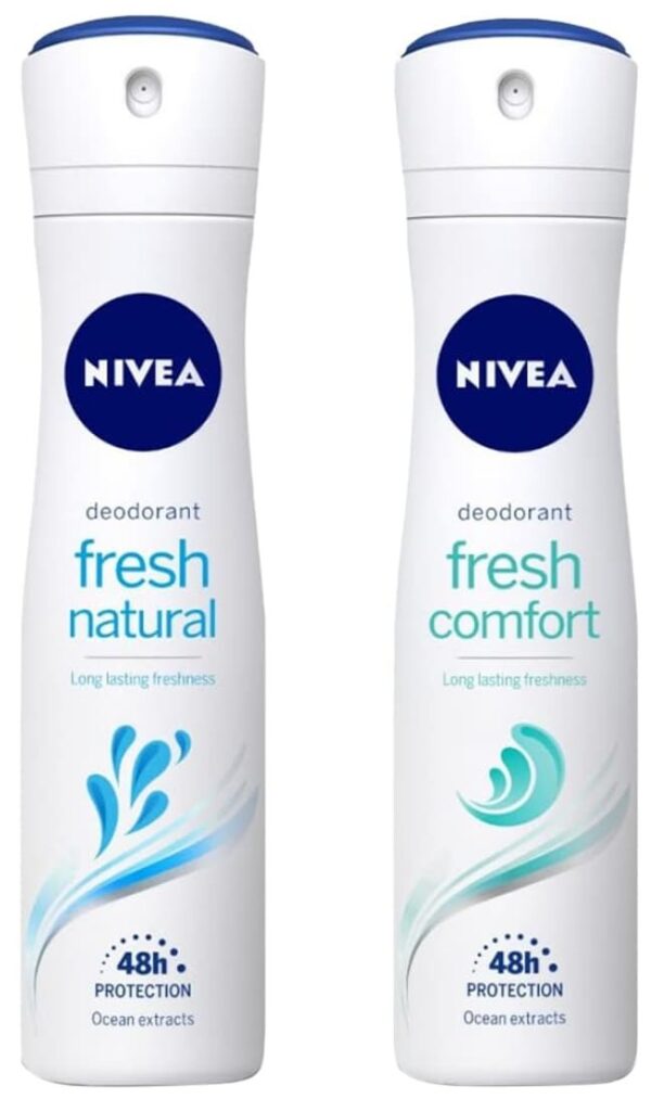 Nivea Female Deodorant Spray, Fresh Comfort, 150Ml And Deodorant Spray, Fresh Natural, 150Ml, Pack Of 1 - Fast Shipping to USA & Canada