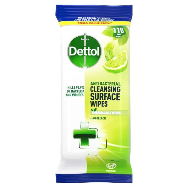 Dettol Anti Bacterial 110's Lime & Mint Wipes - Fast Shipping to USA & Canada