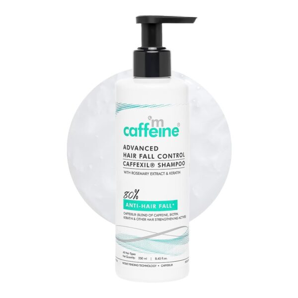 mCaffeine Advanced Hair Fall Control Caffexil? Shampoo with Keratin, Biotin & Rosemary | 80% Hair Fall Control | Reduces Breakage & Thinning | Shampoo for Men & Women | Sulphate Free - 250 ML - Fast Shipping to USA & Canada