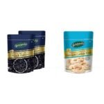 Happilo Premium Afghani Seedless Black Raisins, 250g (Pack of 2) + Happilo Premium Toasted and Salted Cashews, 200g - Fast Shipping to USA & Canada
