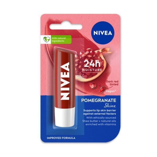 NIVEA Shine Caring Lip Balm, Pomegranate, 4.8G, Red - Fast Shipping to USA & Canada