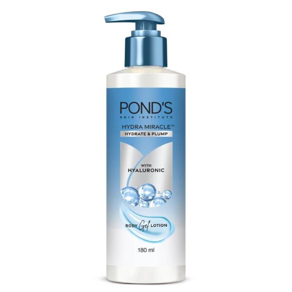 POND'S HYDRA MIRACLE BODY GEL LOTION, WATER-BASED, NON - OILY, NON- STICKY WITH HYALURONIC ACID, QUICK ABSORBING, LIGHT FOR ALL SKIN TYPES - 180ML - Fast Shipping to USA & Canada