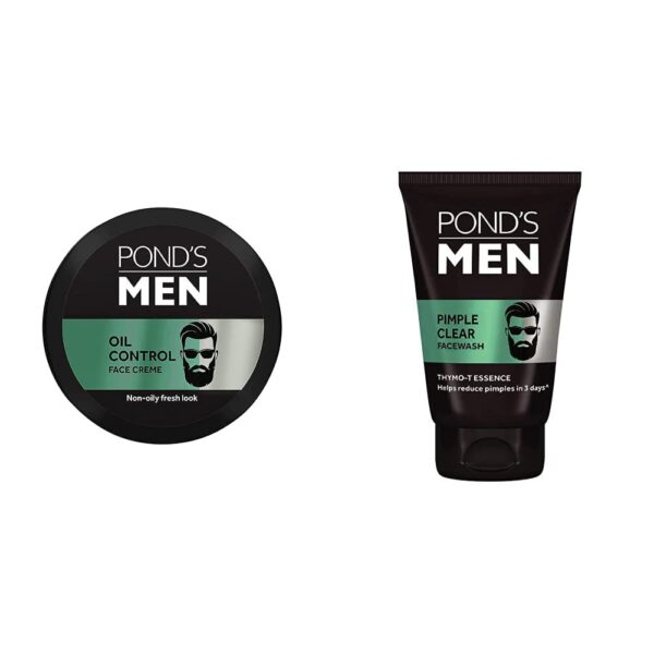 POND'S Men Oil Control Face Cr?me Non-Oily Fresh Matte Look , 55 g & POND'S Men Pimple Clear Facewash Reduces Pimples In 3 days, 100 g - Fast Shipping to USA & Canada