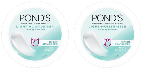 POND'S Light Face Moisturizer 200 ml, Daily Lightweight Non-Oily Cream with Vitamin E for Soft Glowing Skin, SPF 15 - With Vitamin C & Niacinamide (Pack of 2) - Fast Shipping to USA & Canada