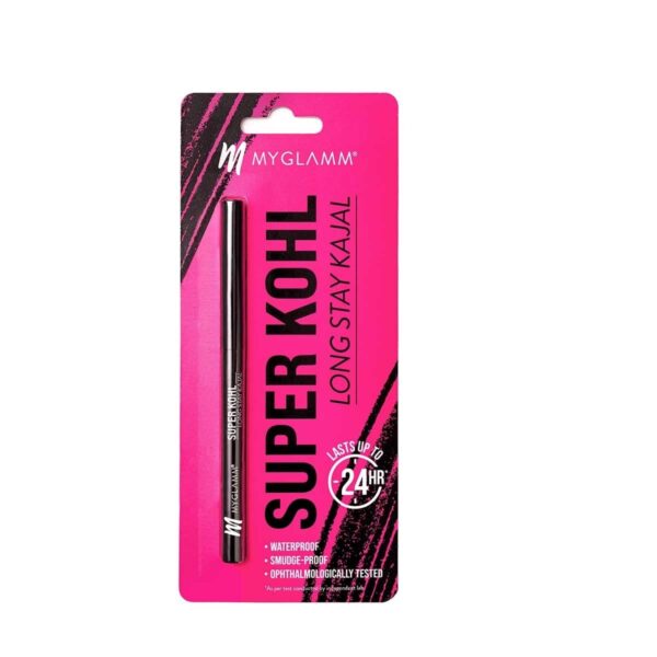MyGlamm Super Kohl Long Stay Kajal Matte Finish - 0.3g | Black Eye Kajal Pencil | Long Lasting, Waterproof, Smudge Proof - Fast Shipping to USA & Canada