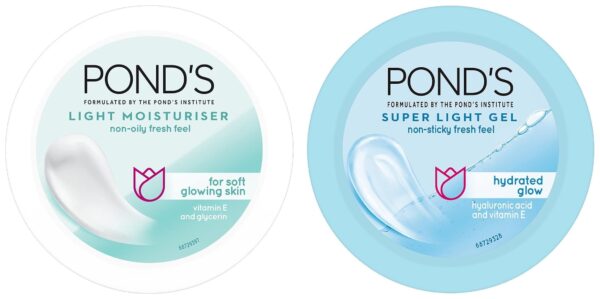 POND'S Light Face Moisturizer 200 ml, Daily Lightweight Non-Oily Cream with Vitamin E for Soft Glowing Skin, SPF 15 & POND'S Super Light Gel Oil Free Face Moisturizer 49g - Fast Shipping to USA & Canada