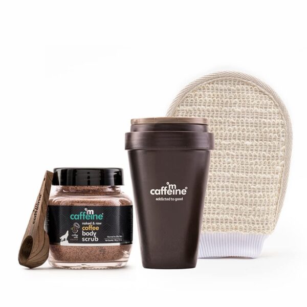 mCaffeine Coffee Body Exfoliation Kit with Body Scrub, Body Wash & Bath Glove | Exfoliates, Deeply Cleanses, Polishes & Removes Tan | Skin Care Combo for All Skin Types - Fast Shipping to USA & Canada