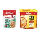 Kellogg's Muesli 22% Fruit Magic, High in Fibre &Vitamin C, Naturally Cholesterol Free, 500g + Corn Flakes Original, B Group Vitamins 1.2kg Breakfast Cereals High in Iron - Fast Shipping to USA & Canada