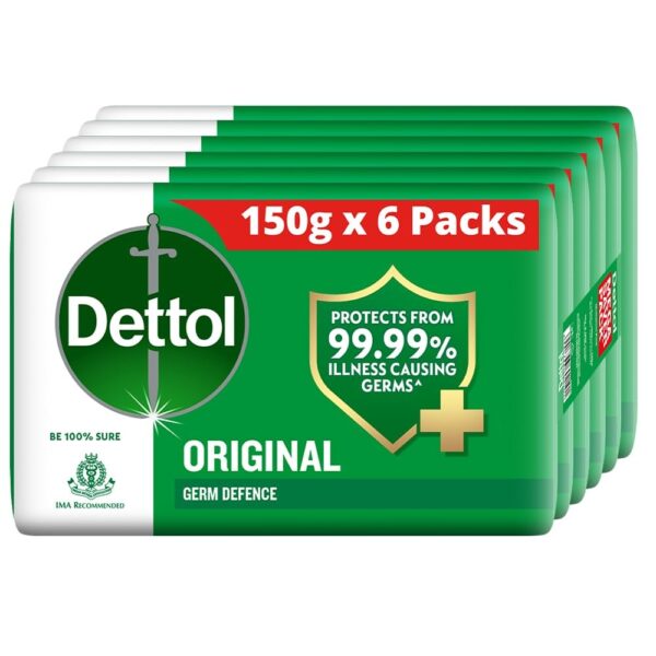 Dettol Original Germ Protection Bathing Soap Bar (900gm) | Kills 99.99% germs, 150g - Pack of 6 - Fast Shipping to USA & Canada