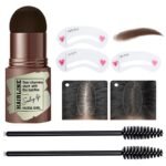 HUDA GIRL Natural Hairline Shadow Powder Stick with Brushes and Stencils, Instant Grey Hair Coverage, Hair Root Touch Up, Hair Colour Stick and Hair Filler for Men and Women (Dark Brown) - Fast Shipping to USA & Canada