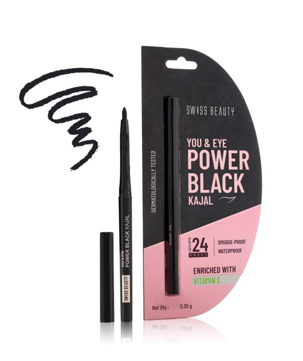 Swiss Beauty You & Eye Power Black Kajal | Waterproof & Smudge-Proof | 24 Hour Stay | Matte Finish Black Kajal | 0.30gm - Fast Shipping to USA & Canada