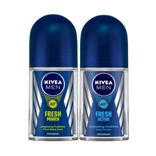 Nivea Deodorant Roll On, Fresh Power for Men, 50ml And Deodorant Roll-On, Fresh Active Original for Men, 50ml - Fast Shipping to USA & Canada