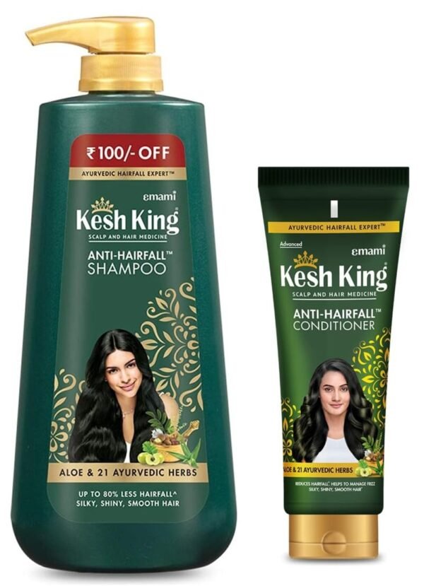 Kesh King Scalp and Hair Medicine Anti-Hairfall Shampoo, 600 ml & Kesh King Scalp and Hair Medicine Anti-Hairfall Conditioner, 200 ml - Fast Shipping to USA & Canada