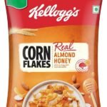 Kellogg's Corn Flakes Real Almond Honey | Breakfast Cereals | High in Vitamin B1, B2, B3, B6 & C| High in Iron | Naturally Cholesterol Free | 168gm/170gm/180gm (weight may vary) - Fast Shipping to USA & Canada