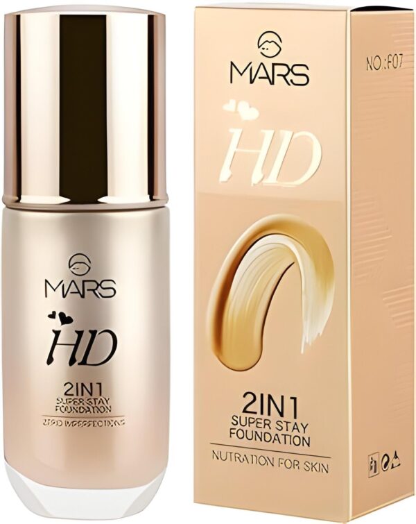Mars Hd 2In1 Super Stay Liquid Matte Foundation For All Skin Type Light Weight Waterproof F07 60Ml (Shade 101-Ivory)(Pack Of 1) - Fast Shipping to USA & Canada