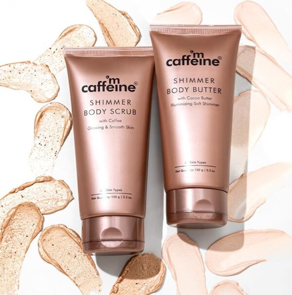 mCaffeine Shimmer Body Polishing Kit for women and men| Shimmer Body Scrub with Coffee & Shimmer Body Butter with Cocoa Butter | For Illuminizing Soft Shimmer & Glowing Skin for men and women - Fast Shipping to USA & Canada