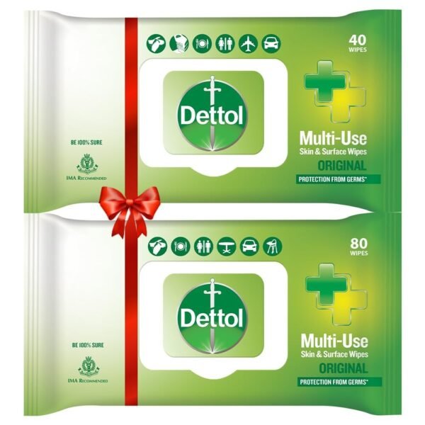 Dettol Disinfectant Sanitizer Wet Wipes for Skin & Surfaces, Original ? 80 Count & Disinfectant Skin & Surface Wipes, Original ? 40 Count - Fast Shipping to USA & Canada