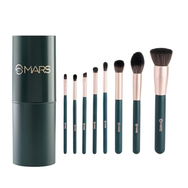 MARS PREMIUM Tools of Titan Brush Set of 8 with Holder | Face Makeup Brush Set with Ultra Soft Bristles (PACK OF 8 GREEN)-SH7711 - Fast Shipping to USA & Canada