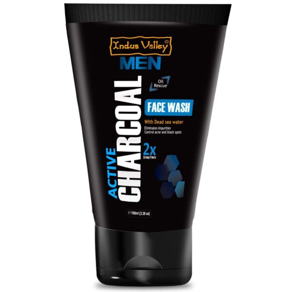 INDUS VALLEY Men 100% Natural Active Charcoal Oil Control Face Wash - (100ml) - Fast Shipping to USA & Canada
